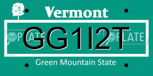 GG1I2T Vermont License Plate