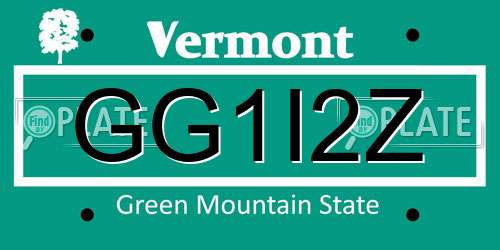 GG1I2Z Vermont License Plate
