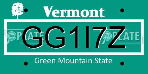 GG1I7Z Vermont License Plate