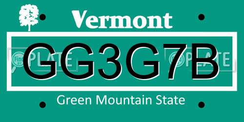 GG3G7B Vermont License Plate
