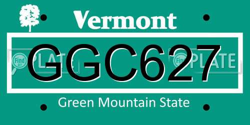 GGC627 Vermont License Plate