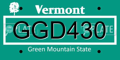 GGD430 Vermont License Plate