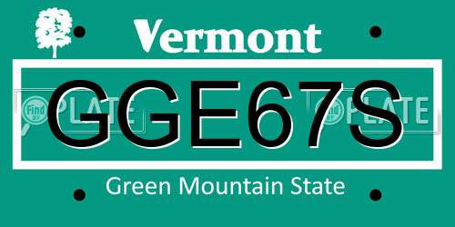 GGE67S Vermont License Plate