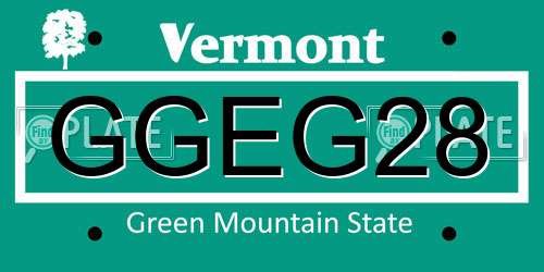 GGEG28 Vermont License Plate