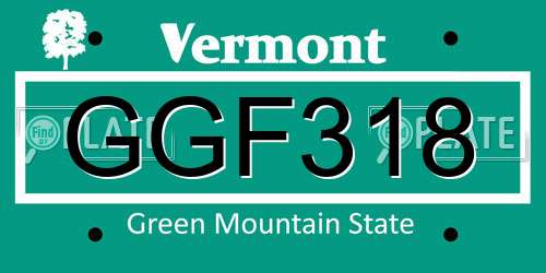 GGF318 Vermont License Plate