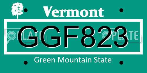 GGF823 Vermont License Plate