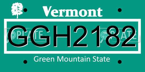 GGH2182 Vermont License Plate