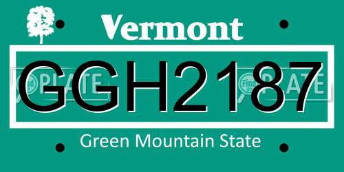 GGH2187 Vermont License Plate