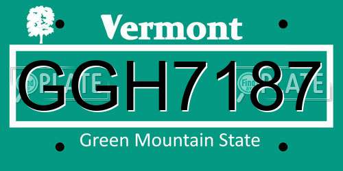 GGH7187 Vermont License Plate