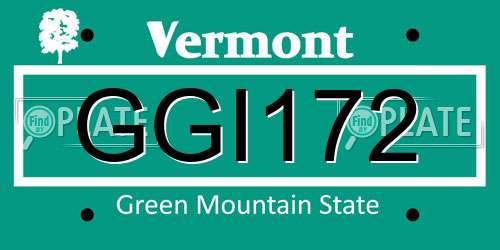 GGI172 Vermont License Plate