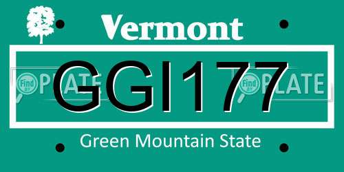 GGI177 Vermont License Plate