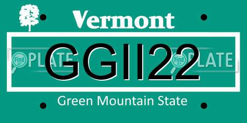 GGII22 Vermont License Plate