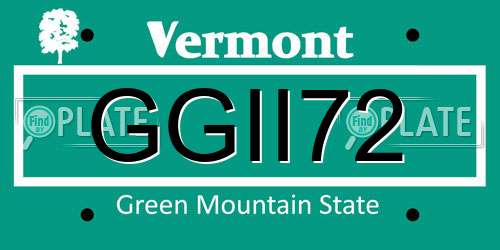 GGII72 Vermont License Plate