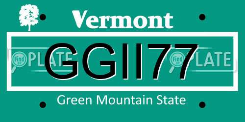 GGII77 Vermont License Plate