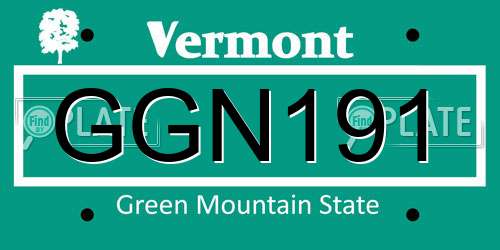 GGN191 Vermont License Plate