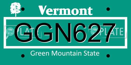 GGN627 Vermont License Plate