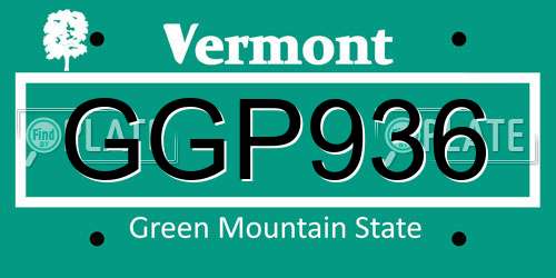 GGP936 Vermont License Plate
