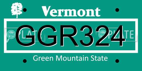 GGR324 Vermont License Plate