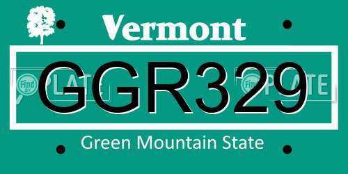 GGR329 Vermont License Plate