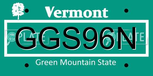 GGS96N Vermont License Plate