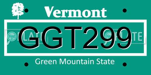 GGT299 Vermont License Plate