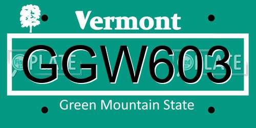 GGW603 Vermont License Plate