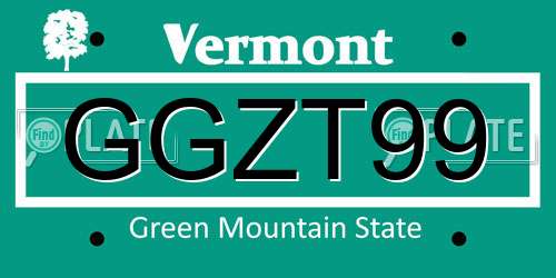 GGZT99 Vermont License Plate