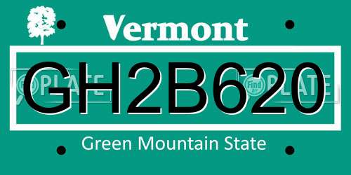 GH2B620 Vermont License Plate