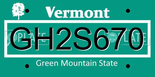 GH2S670 Vermont License Plate