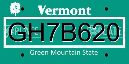 GH7B620 Vermont License Plate