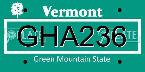 GHA236 Vermont License Plate