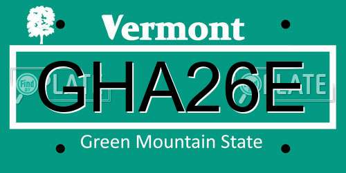 GHA26E Vermont License Plate