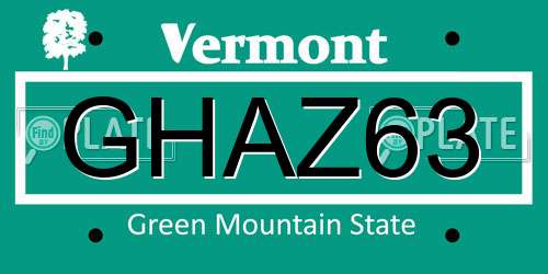 GHAZ63 Vermont License Plate