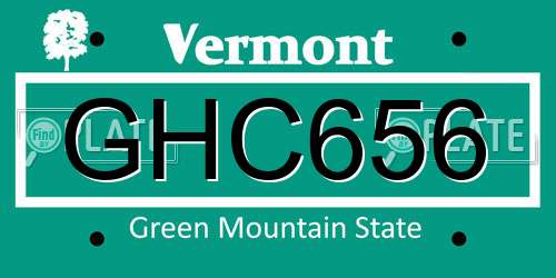 GHC656 Vermont License Plate