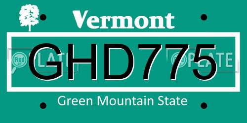 GHD775 Vermont License Plate