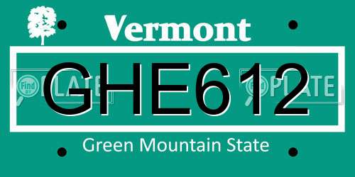 GHE612 Vermont License Plate
