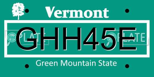 GHH45E Vermont License Plate