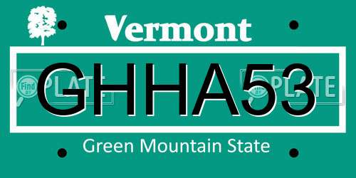 GHHA53 Vermont License Plate