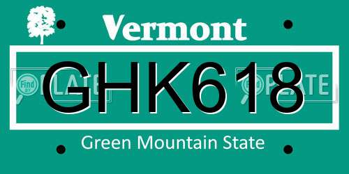 GHK618 Vermont License Plate