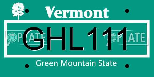 GHL111 Vermont License Plate