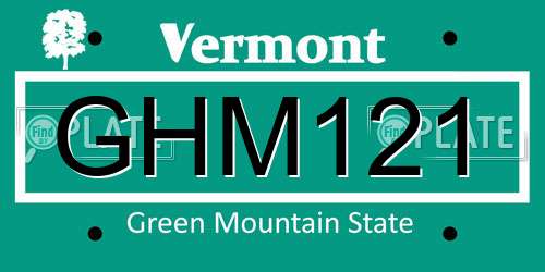 GHM121 Vermont License Plate