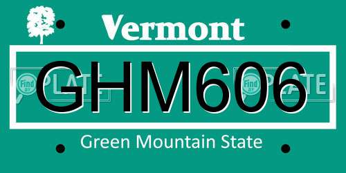 GHM606 Vermont License Plate