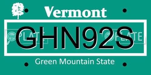 GHN92S Vermont License Plate