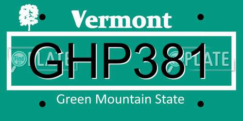 GHP381 Vermont License Plate