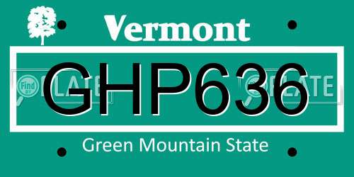 GHP636 Vermont License Plate