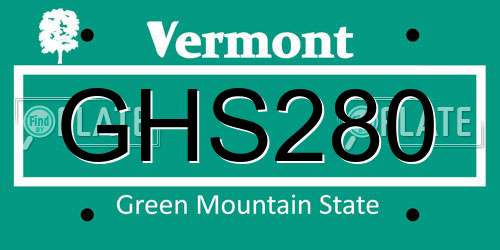 GHS280 Vermont License Plate