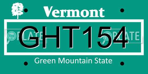GHT154 Vermont License Plate