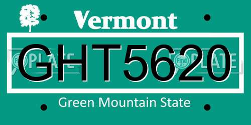 GHT5620 Vermont License Plate