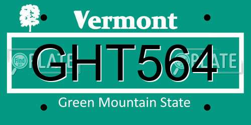 GHT564 Vermont License Plate
