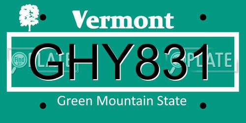 GHY831 Vermont License Plate